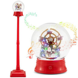 5Ft Musical Christmas Street Lamp Snow Globe Lantern On Stand - thumbnail 6
