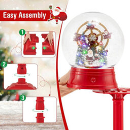 5Ft Musical Christmas Street Lamp Snow Globe Lantern On Stand - thumbnail 4