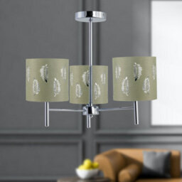 First Choice Lighting Set Of 2 Brea - Chrome 3 Light Fittings With Sage Green Fern Shades - thumbnail 5
