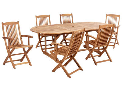 Beliani Maui Ii 6 Seater Garden Dining Set Light Brown Acacia Wood - image 1