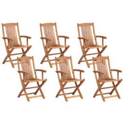 Beliani Maui Ii 6 Seater Garden Dining Set Light Brown Acacia Wood - thumbnail 5