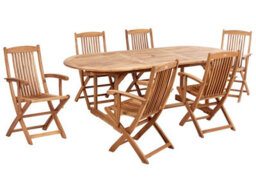 Beliani Maui Ii 6 Seater Garden Dining Set Light Brown Acacia Wood - thumbnail 1
