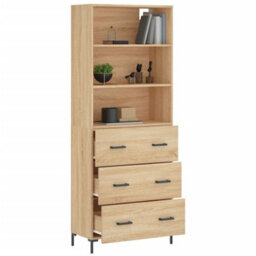 Berkfield Highboard Sonoma Oak 69.5X34X180 Cm Engineered Wood - thumbnail 3
