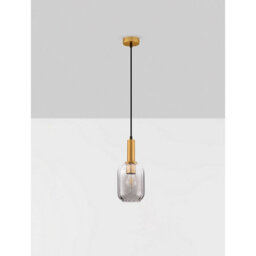 Luminosa Lighting Luminosa Maho Slim Pendant Ceiling Light Smokey, Brass Gold E27 1X12W - thumbnail 3