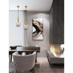 Luminosa Lighting Luminosa Maho Slim Pendant Ceiling Light Smokey, Brass Gold E27 1X12W - thumbnail 2