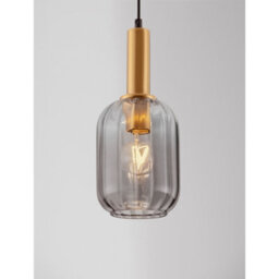 Luminosa Lighting Luminosa Maho Slim Pendant Ceiling Light Smokey, Brass Gold E27 1X12W - thumbnail 5