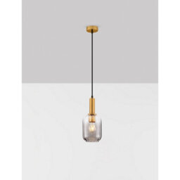 Luminosa Lighting Luminosa Maho Slim Pendant Ceiling Light Smokey, Brass Gold E27 1X12W - thumbnail 4