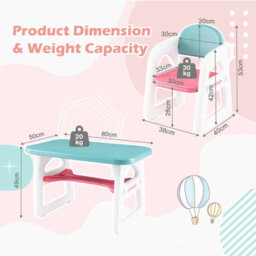 Costway 3 Pcs Kids Table & Chairs Set Children Toddler Activity Desk Set W/ Storage Rack - thumbnail 3