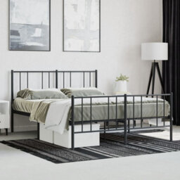 Berkfield Metal Bed Frame With Headboard And Footboard Black 150X200 Cm 5Ft King Size - thumbnail 4