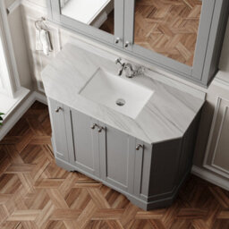 Hudson Reed Floor Standing 4-Door Angled Vanity Unit With 1 Tap Hole Grey Marble Top & Basin, Storm Grey, 1036X470mm - thumbnail 3