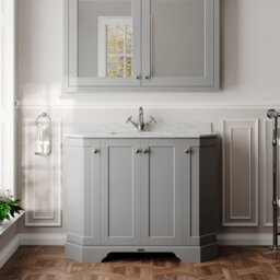 Hudson Reed Floor Standing 4-Door Angled Vanity Unit With 1 Tap Hole Grey Marble Top & Basin, Storm Grey, 1036X470mm - thumbnail 2