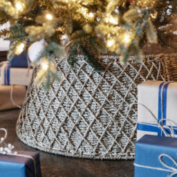 Ivyline Round Foldable Diamond Wicker Tree Skirt - L70 X W70 X H26 Cm - Orange - thumbnail 4