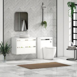 Royal Bathrooms Orion 800mm Matt White Wall Hung Plain White Countertop Vanity Unit 2 Drawer With Milan Basin & Chrome Accent Trim - thumbnail 3