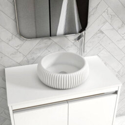 Royal Bathrooms Orion 800mm Matt White Wall Hung Plain White Countertop Vanity Unit 2 Drawer With Milan Basin & Chrome Accent Trim - thumbnail 5