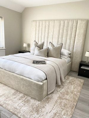 Stratus Interiors Tall Chateaux Paneled Floor To Ceiling Headboard Bed Frame - Add Professional Assembly & Delivery- King - Gas Lift Ottoman Storage - image 1