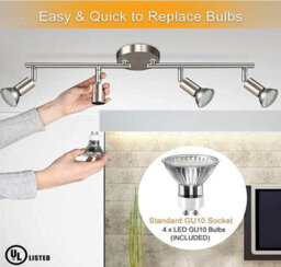 Ceiling Spot Lights  Led 4 Light Track Lighting Kit Silver Flush Mount - thumbnail 3