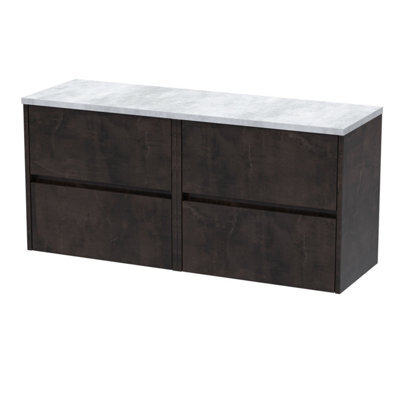 Balterley Chartley Contemporary 4 Drawer Wall Hung Vanity Unit With Laminate Worktop, Metallic Slate, 1200mm - image 1