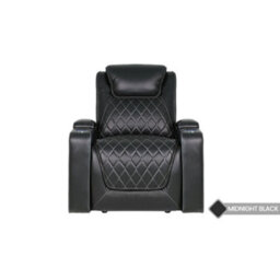 Valencia Oslo Home Cinema Seating Row Of 3 Loveseat Right Black Nappa Leather Diamond Stitching Power Headrest - thumbnail 3