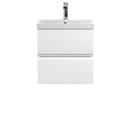 Balterley Mavesyn Contemporary 2 Drawer Wall Hung Vanity Unit With Thin Edge Basin, Satin White, 500mm - image 1