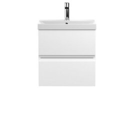 Balterley Mavesyn Contemporary 2 Drawer Wall Hung Vanity Unit With Thin Edge Basin, Satin White, 500mm