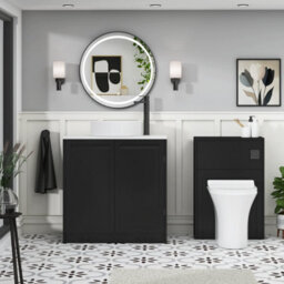 Royal Bathrooms Royal Bathroom Elmore 800mm Matt Nocturne Black Freestanding Bathroom Vanity Unit 2 Door Plain White Worktop With Art Basin - thumbnail 5