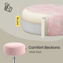 Ledrem Height Adjustable Vanity Stool, 360 Degree Swivel, Pu Upholstery, Modern, Pink - thumbnail 6