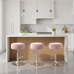 Ledrem Height Adjustable Vanity Stool, 360 Degree Swivel, Pu Upholstery, Modern, Pink - thumbnail 5
