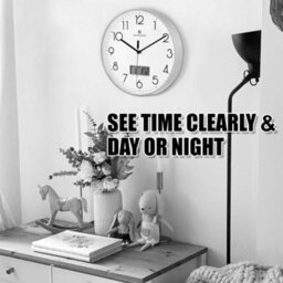 ATEK 12 Inch Silent Wall Clock With Date And Day Temperature Day Of Week Lcd Display For Living Room Lcd Digital Wall Clock - thumbnail 8