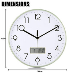 ATEK 12 Inch Silent Wall Clock With Date And Day Temperature Day Of Week Lcd Display For Living Room Lcd Digital Wall Clock - thumbnail 7