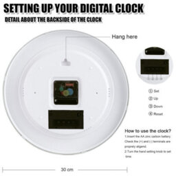 ATEK 12 Inch Silent Wall Clock With Date And Day Temperature Day Of Week Lcd Display For Living Room Lcd Digital Wall Clock - thumbnail 6