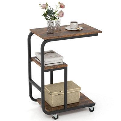 Industrial Sofa Side Table C-Shaped End Table W/metal Frame - image 1