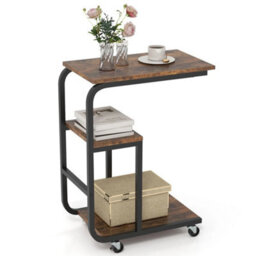 Industrial Sofa Side Table C-Shaped End Table W/metal Frame - thumbnail 1