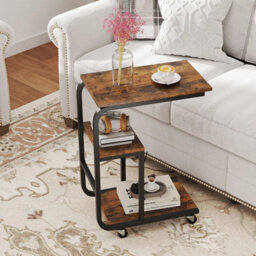 Industrial Sofa Side Table C-Shaped End Table W/metal Frame - thumbnail 2
