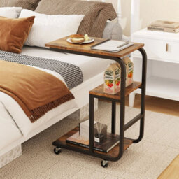 Industrial Sofa Side Table C-Shaped End Table W/metal Frame - thumbnail 3