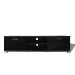 Berkfield Tv Cabinet High-Gloss Black 140X40.3X34.7 Cm - thumbnail 3
