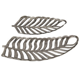 Beliani Set Of 2 Trinket Dishes Leaf Amnisos Metal Silver - thumbnail 4