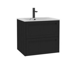 Royal Bathrooms Elmore 600mm Traditional Wall Hung 2 Drawer Bathroom Vanity Unit With Sintered Stone Basin - Matt Nocturne Black - thumbnail 6