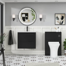 Royal Bathrooms Elmore 600mm Traditional Wall Hung 2 Drawer Bathroom Vanity Unit With Sintered Stone Basin - Matt Nocturne Black - thumbnail 4