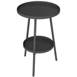 Outsunny Round Garden Table, 2-Tier Metal Patio Table Coffee Table, Black - thumbnail 2