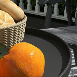 Outsunny Round Garden Table, 2-Tier Metal Patio Table Coffee Table, Black - thumbnail 9