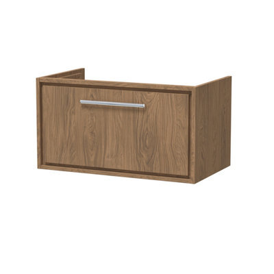 Hudson Reed Lille 800mm Wall Hung 1 Drawer Unit (455 Deep)-Antique Oak - image 1