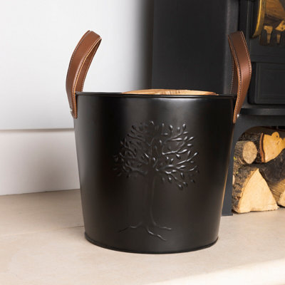 Charles Bentley Mulberry Small Leather Handle Log Bucket Iron Leather Black Matte Timeless Style - image 1