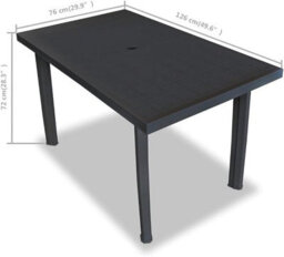 Urbn-Garden Urbngarden 5Pcs Plastic Outdoor Rectangle Anthracite Garden Dining Table & Foldable Chair Furniture Set - thumbnail 5
