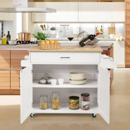 Kitchen Island Storage Trolley Rolling Cart Shelves Cupboard Cabinet Drawer Home - thumbnail 6