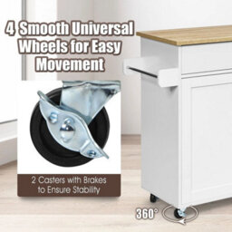 Kitchen Island Storage Trolley Rolling Cart Shelves Cupboard Cabinet Drawer Home - thumbnail 4