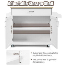 Kitchen Island Storage Trolley Rolling Cart Shelves Cupboard Cabinet Drawer Home - thumbnail 3