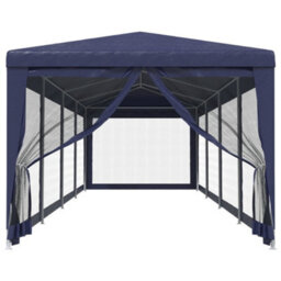 Berkfield Party Tent With 10 Mesh Sidewalls Blue 3X12 M Hdpe - thumbnail 3