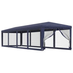 Berkfield Party Tent With 10 Mesh Sidewalls Blue 3X12 M Hdpe - thumbnail 2