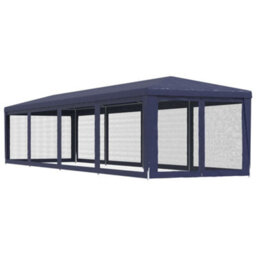 Berkfield Party Tent With 10 Mesh Sidewalls Blue 3X12 M Hdpe - thumbnail 5