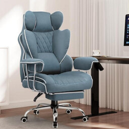 Gtplayer Gaming Chair, Executive Office Desk Chair With Footrest Ergonomic Heavy Duty Lumbar Support Computer Chairs, Light Blue